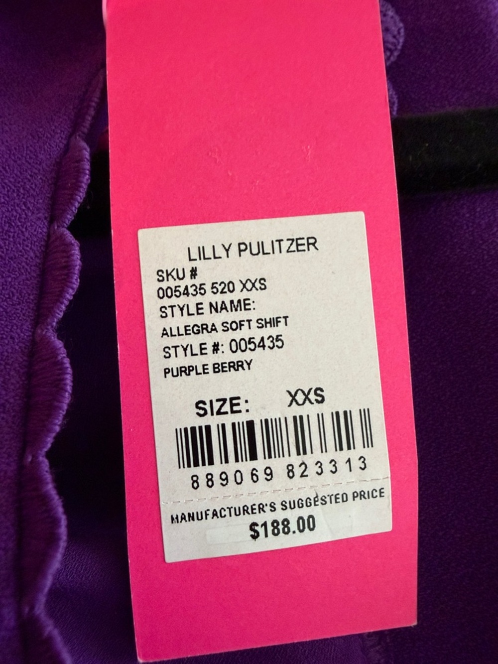 Lilly Pulitzer Allegra Soft Shift Purple Berry Ruffle-Trim Shift Dress - Picture 3 of 3